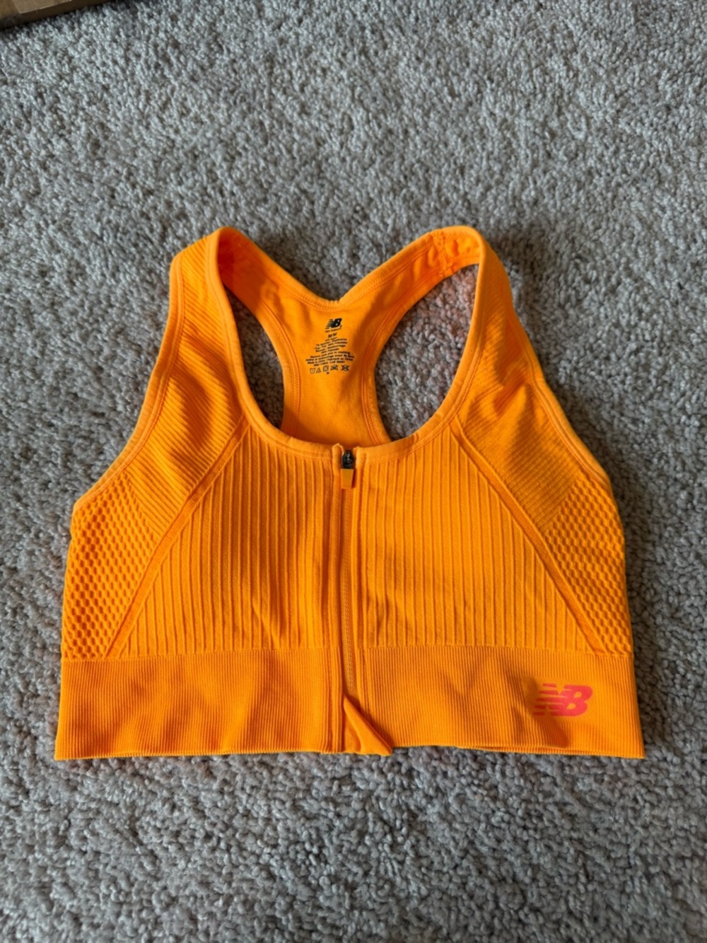New Balance Bright Orange Racerback Sports Bra